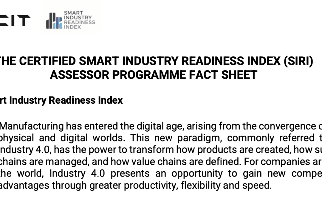 The Certified Smart Industry Readiness Index (SIRI)